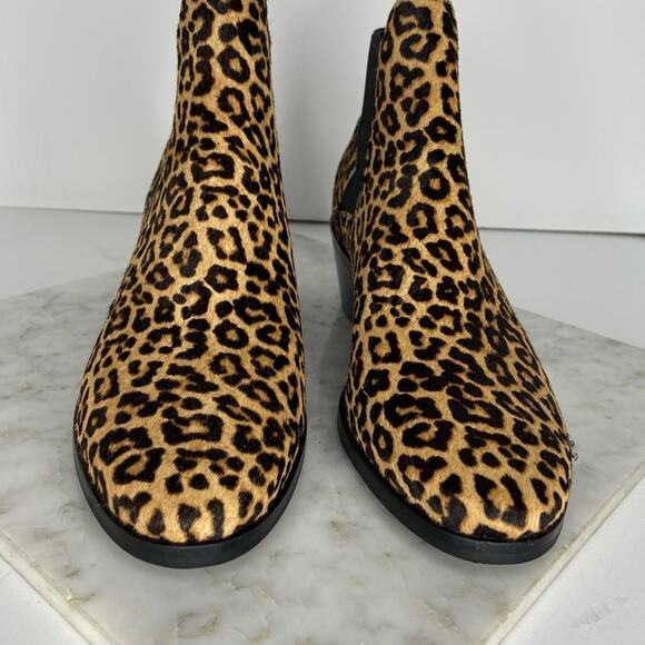 New Cole Haan Leopard Print Chelsea Ankle Boots Calf Hair Black Brown Size 7 - Picture 3 of 10